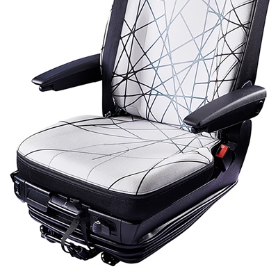 commercial vehicle seat with linear while fabric